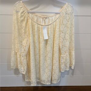 NWT Cream Lace Off-Shoulder Women's Top Plus Size 1X BoHo Indie Western